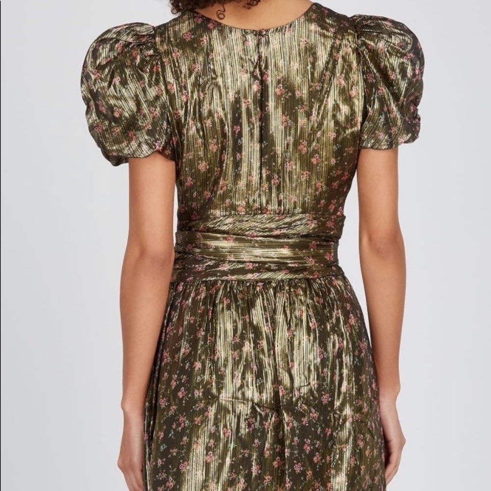 LoveShackFancy Mercy Floral-print Lamé-weave Dress - Picture 2 of 13